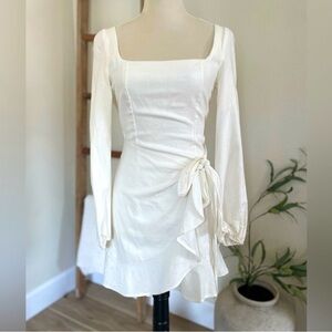 Elegant White Long Sleeve Dress princess polly